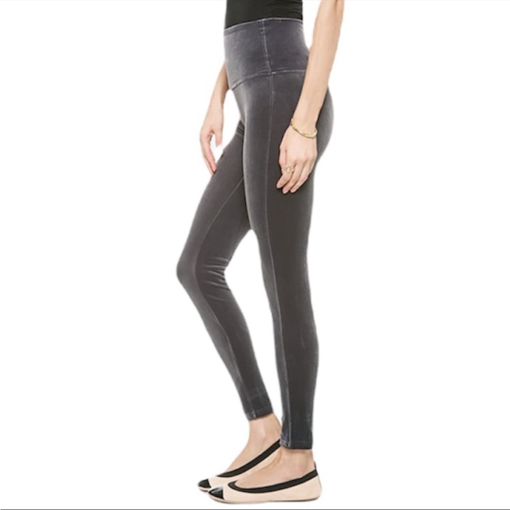 Spanx Silver Chrome Velvet Leggings